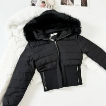 Fur collar Parka Women Winter Hooded Short Coat Warm Puffer Jacket Female Outdoor Y2k Slim Fit Outwear 2025 Casual Tops Hoodie