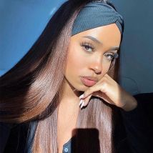 #4 parrucche per capelli umani con fascia dritta marrone cioccolato per donne nere parrucca piena fatta a macchina con sciarpa marrone capelli peruviani 180%