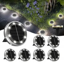 Solar-Gartenleuchten für den Außenbereich, 8 LEDs, unterirdische Scheibenlampe mit Seitenlicht, wasserdicht, für Landschafts- und Rasendekoration