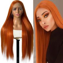 13×4 Lace Front synthetische Perücke Ingwer Orange Lace Frontal Perücken leimlose natürliche Haaransatz hitzebeständige Faserperücke