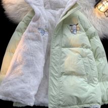 Sanrio Anime Down Cotton Jacket KawaiHello Kittys Cinnamoroll Cute Autumn Winte Reversible Cartoon Jacket Girl Christmas Gift