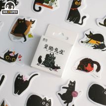 Mr. Paper 46 pezzi/scatola adesivi gatto nero Kawaii articoli decorazione adesivi per manuali fai da te adesivi carini in scatola cancelleria coreana