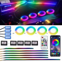 18/22 w 1 Led Car Interior Ambient 64 213 Color RGB Rainbow Symphony App Bluetooth Remote Interior Acrylic Atmosphere Lamp 12V
