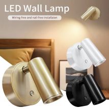 USB wiederaufladbare LED-Wandleuchte, ohne Kabel, kein Stanzen, magnetischer Scheinwerfer, Touch-Schalter, dimmbar, 3 Farben, 360° °   Drehbare Nachttischlampe