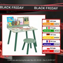 Tavolo e sedia per bambini Aiyaplay in 2 pezzi con libreria verde