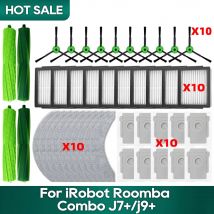 Passend für iRobot Roomba Combo j7+, Roomba Combo j9+ Roboter-Staubsauger-Zubehör, Staubbeutel, Roller, Seitenbürste, Hepa-Filter, Mopptücher, Lappen