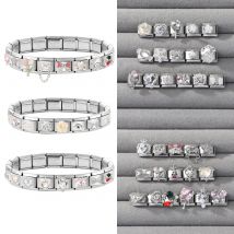 Süße rosa Liebe Herz süße Katzen blaue Augen Charms Links Perlen passen 9mm Edelstahl italienische Charm Armband DIY machen Geschenke