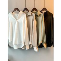 Büro Dame Langarm Bluse Frauen 2024 Mode Overs hirt Satin weibliche Kleidung elegante koreanische Stil Luxus Designer Bluse