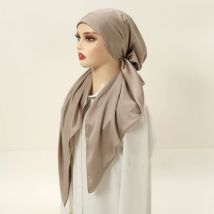 Satin Fabric Muslim Women Instant Hijab Scarf Soft Turban Headband Plain Elastic Bonnet Cover Head High-Quality Night Cap Wraps