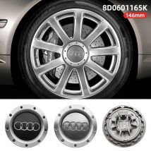 Dla Audi Quattro TT A2 A3 A4 A8 S6 Q5 Q7 RS6 4 szt. 146mm 8D0601165K Szare Czarne Kołpaki Centralne Felg Emblematy Logo