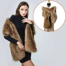Winter Faux Fur Shawl Large Fluffy Scarf Neck Warmer Women Furry Collar Wedding Bridal Formal Evening Party Shrug Accessories