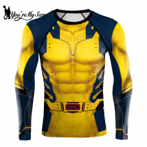 [Du bist mein Geheimnis] Superheld Langarm Workout 3D Kompressionsshirt Comics Cosplay Kostüm Herren Laufen Gym Fitness Top Männlich