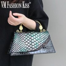 Vm Mode Kuss Mikro faser Kunstleder Damen handtaschen Schlangen muster Schulter Umhängetasche Lady Party Messenger Shell Taschen