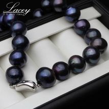 Hochzeits-Süßwasserperlen-Halskette für Frauen, echte nahezu runde schwarze Perlenketten, 925er Silber, Ehefrau, Mutter, Geburtstagsgeschenk, 8–9 mm