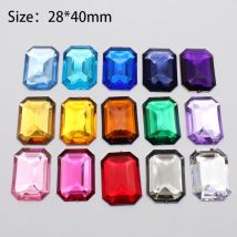 Große rechteckige transparente weiße flache Boden Acryl Edelstein Strass DIY Inlay dekorative Accessoires 20 stücke 28*40mm