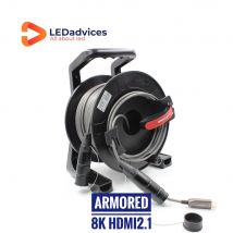 50 m gepanzertes Glasfaser-HDMI2.1-AOC-Kabel, 48 Gbit/s, 8 K HDMI HDR, 10 Gigabit, für Event-LED-Bildschirm mit Roxtone-Rolle und Kappe