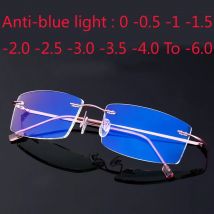 Anpassen der Beschichtung rahmenlose Myopie-Brille Anti-Blaulicht-verschreibung pflicht ige Computer brille 0-151-1/8-2-2/8-3-4-5-6