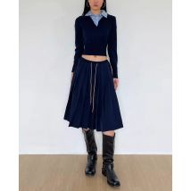 Damen Batavia Midirock mit Kordelzug und Falten