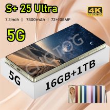 Nuovo S + 25 Ultra Smartphone 2025 Telefono cellulare originale 7.3HD Snapdragon 8 Gen3 Android 14 Cellulari 4G 5G Dual SIM Cellulari