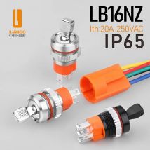 LANBOO LB16NZ toggle switch. Chrome plated/aluminum oxide black. With LED indicator, high current 15A switch, 1NO1NC/2NO.