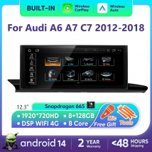 Dla Audi A6 A7 C7 Android 14 Radio samochodowe Multimedialny odtwarzacz mp3 Ekran IPS Carplay Stereo 4G Nawigacja GPS WIFI Jednostka główna