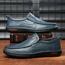 Atmungsaktive Echtes Leder Männer Schuhe Sommer Slip Auf Loafers Männer Casual Leder Schuhe Blau Wohnungen Heißer Verkauf Fahren Schuhe Mokassins