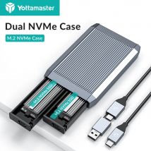 Yottamaster Dual Bay-Gehäuse 10 Gbit/s NVMe PCIE & 6 Gbit/s SATA NGFF Typ C Externes Festplattengehäuse USB3.1 GEN2 NVMe SATA Box