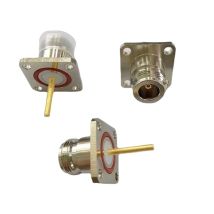 1Pcs Wasserdichte N Art Weibliche Lange Pin Buchse 4 Loch Panel Mount Jack RF Stecker Flansch 25x25 panel Mount N Weibliche Messing Kupfer