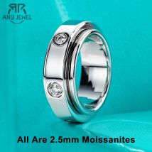 AnuJewel Moissanite Spinner Rings 14k placcato 2.5mm D Color VVS1 Moissanite Wedding Band Fidget Spinners anelli Unzip Jewelry
