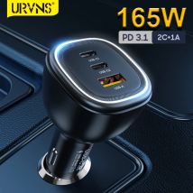 URVNS 165W adattatore per caricabatteria da auto USB C PD3.1 140W/PD3.0 100W PPS45W QC5 + ricarica Super veloce per Samsung Galaxy MacBook Pro iPhone