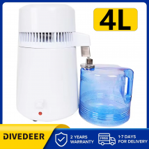 DIVEDEER 4L Distillatore d'acqua Purificatore Filtro Dispenser Riscaldamento Bottiglia per bere Ammorbidente Elettrodomestico in acciaio inossidabile per ufficio