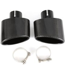 Glanz Carbon Faser Auto Schalldämpfer Spitze Auspuffrohr Düse Dekoration Universal Edelstahl Schwarz Oval 150mm Kippen Links Rechts