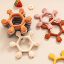 Farbe Kinder Silikon Beißring Spielzeug Lebensmittelqualität 0-12 Bbay Spielzeug Beißring Sensorisches Spielzeug Für Kinder Beruhigende Kauen spielzeug Baby Zeug