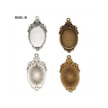 REGELIN High Qualtity 10pc two color filigree cameo cabochon Fit 18*25mm base setting pendant tray Antique Bronze/Antique Silver