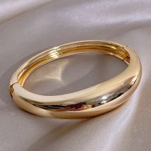 Mode klobige schwere Metall glatte Armreifen für Frauen Gothic Punk unregelmäßige minimalistische Legierung breites Armband Modeschmuck Geschenke