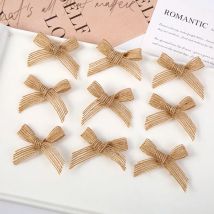 20-100Pcs Natürliche Jute Sackleinen Band Bogen Vintage Leinen Schleife Für DIY Nähen Handwerk Hochzeit Dekoration Haarnadel Bekleidungs zubehör