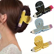 Kreuz-Bleistiftform, niedliche große Acryl-Haarklammern für Frauen und Mädchen, Haar-Accessoires, Cartoon-Pferdeschwanz, Haarklammer, Geschenk für die Rückseite, Schule