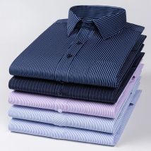 Camicia a maniche lunghe da uomo Moda di alta qualità Stampa casual Striscia scozzese Tasca singola Vestibilità Business Ufficio formale Top quattro stagioni