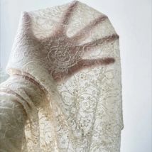 Vintage Floral Linen Jacquard Fabric for Retro Dresses Designer Material By The Meter