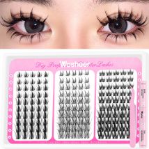 Zestaw rzęs w kępkach WOSHEER Manga Lash Clusters Kit Cat Lashes z klejem do rzęs i uszczelką, zestaw do przedłużania rzęs w kępkach, mieszana tacka rzęs w kępkach