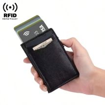 RFID-Geldbörse, Pop-Up-Kreditkartenetui aus Mikrofaser-Leder, schwarz, schmales Bank-Kreditkartenetui, minimalistische Geldbörsen, Porte Carte