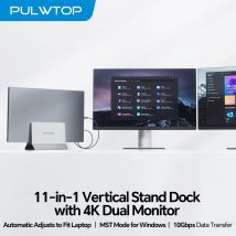 PULWTOP USB C Laptop-Dockingstation, Dual-Monitor mit 2 HDMI 4K, USB A 2.0, Ethernet, Dockingstation-Ständer für Typ-C-Laptops
