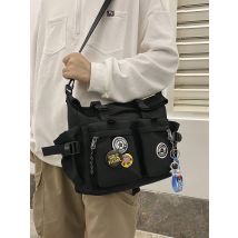 Leichte Business Casual Medium Umhängetasche Release Schnalle Dekor mit Tasche Charme und Abzeichen für Teen Girls Frauen