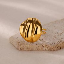 Goldfarbene Muschel ringe für Frauen verstellbarer Edelstahl ring 2024 Trend Femme Band Paar Schmuck Finger Zubehör Mujer