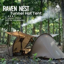 Tenda calda OneTigris Raven Nest Tunnel Tenda da campeggio per 2 persone con stufa Jack Tenda impermeabile per 4 stagioni per zaino in spalla Bushcraft