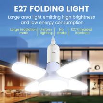Lampadina LED E27 a forma di ventaglio AC85-265V 28W Lampadina a LED pieghevole Lampada per la casa Soggiorno Magazzino Garage Plafoniera
