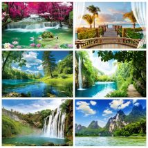 Natur Landschaft Wasserfall Berg Wasser Hintergrund Frühling Landschaft Fenster Sommer Wald Dschungel Hintergrund Fotografie Banner Prop