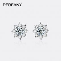 PERFANY 0.3-1CT Orecchini Moissanite per le donne S925 Argento puro Fiocco di neve Simulazione Orecchini con diamanti Matrimonio Gioielli di fascia alta