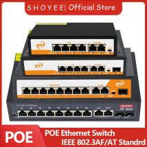 New POE RJ45 Ethernet Switch SFP 48V with for 802.3af/at Uplink Unmanaged Plug and Play,for IP Camera/NVR