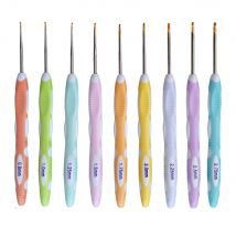 D&D 9-teiliges Häkelnadel-Set, 0,8–2,75 mm, kleiner Häkelnadel-Set, ergonomischer Griff, Häkelnadelnadeln für arthritische Hände